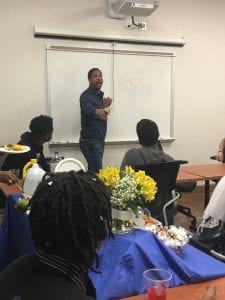 Dr. Hakeem talks to students at Roosevelt High School