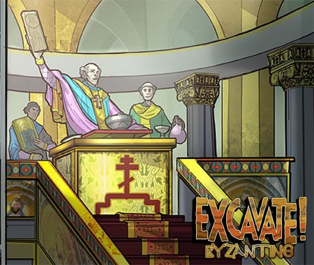History scene from social studies game Excavate! Byzantine