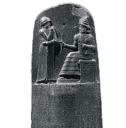 A stone image of Hammurabi, a king in Mesopotamia