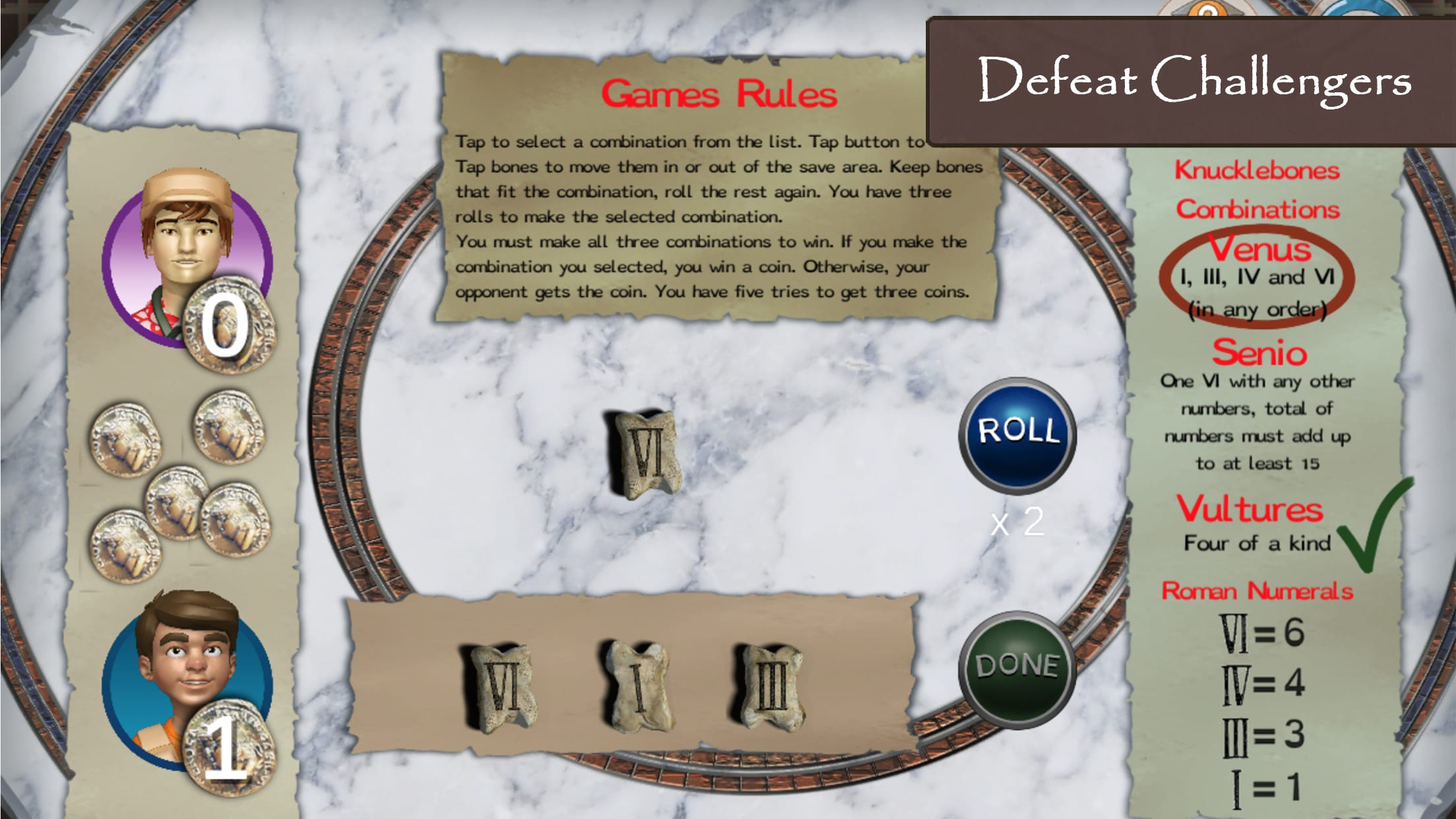 Roman Town 2 features a lot of history games based on real Roman games
